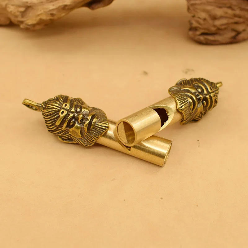Description Picture 5 of itemBrass Keychain Pure Copper Handmade Retro Personality Whistle Pendant Children's Outdoor Survival Training Camp Whistle