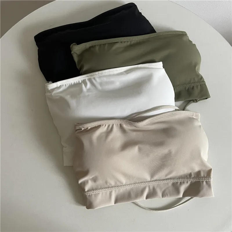 Description Picture 4 of itemSeamless Tube Top Ice Silk Sexy Wrap Chest for Women Push Up  Bras Strapless Underwear Solid Color  Bralette Lingerie Tops