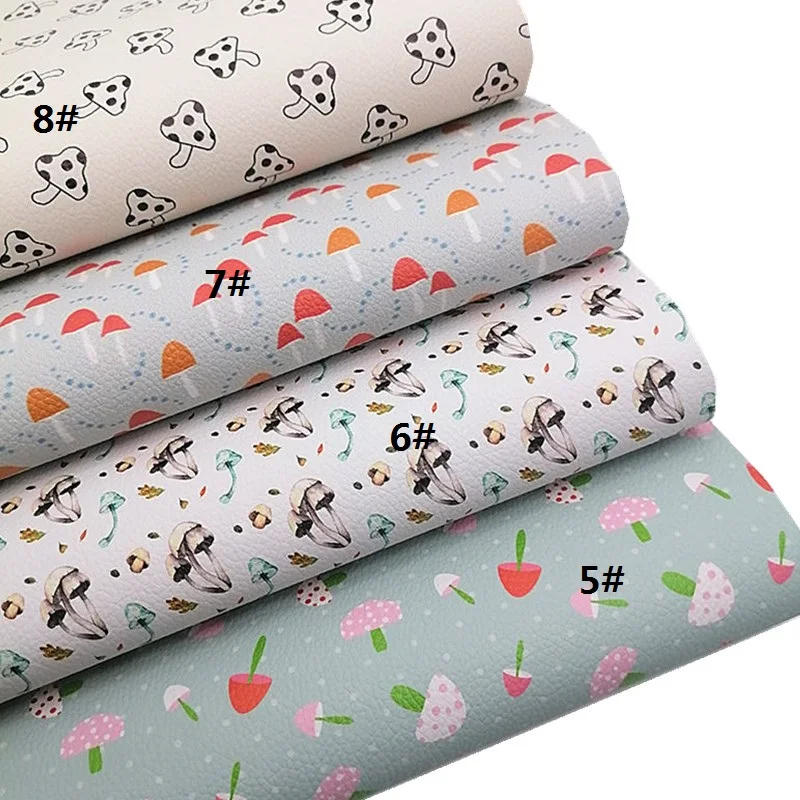 Description Picture 3 of itemAutumn Mushroom Custom Faux Leather Sheets Fall Synthetic Leather Felt Backing Leather For DIY Craft Sheets Mini Rolls W158
