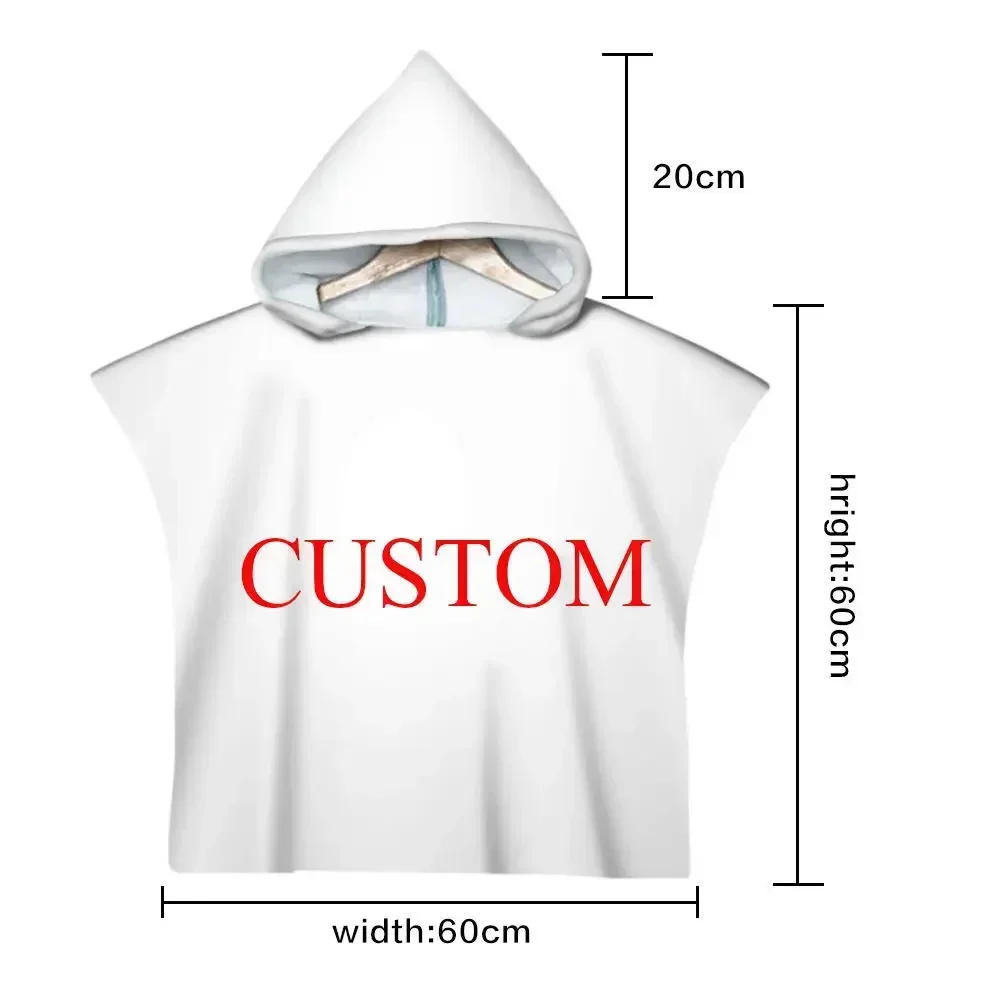 Description Picture 3 of itemCustomized Photo Logo Cape Hooded Bath Towel Robe Poncho Swimming Beach Towel Surf Man Lady Fast Quick Dry Bathrobe Beachwear