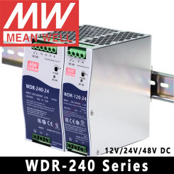 Mean Well DIN Rail Ultra Wide Input LED Driver WDR-240 Series meanwell 24v/48v LED Transformer LED Power Supply Adapter