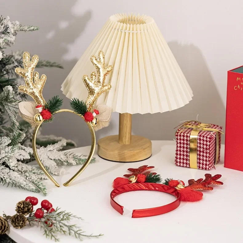 Description Picture 3 of itemChristmas Elk Bell Headband Deer Antlers Hair Dress Xmas Pine Needles Headwear Merry Christmas Photo Prop Happy New Year 2025