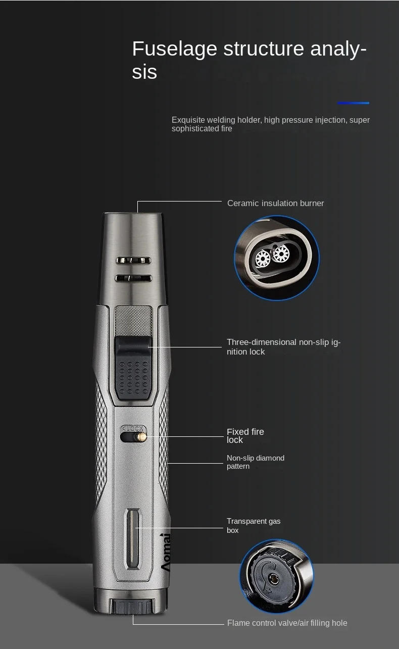 Description Picture 5 of itemMini Welding Gun Inflatable Lighter Windproof Kitchen Gas Ignition Point Cigar Inflatable Spray Gun Outdoor Barbecue Lighter