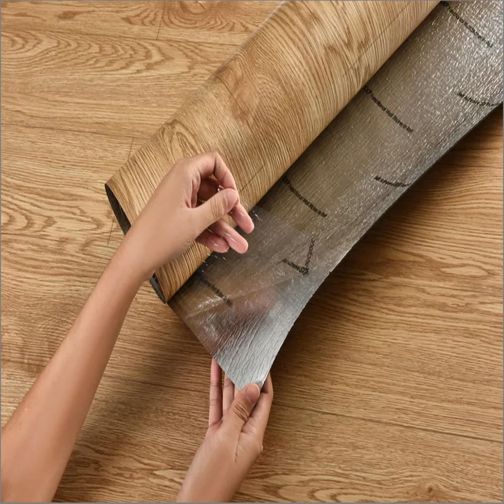 Description Picture 4 of item3D Retro Wood Grain Wallpaper, Peel And Stick Flooring Waterproof Floor Tiles, Removable Sticker, 1Roll 118'' X 15.7''