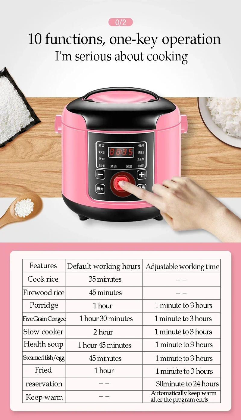 Description Picture 5 of item2L Smart Electric Rice Cooker Intelligent Automatic Kitchen Cooker Portable Preservation Rice Cooking Machin Multicooker