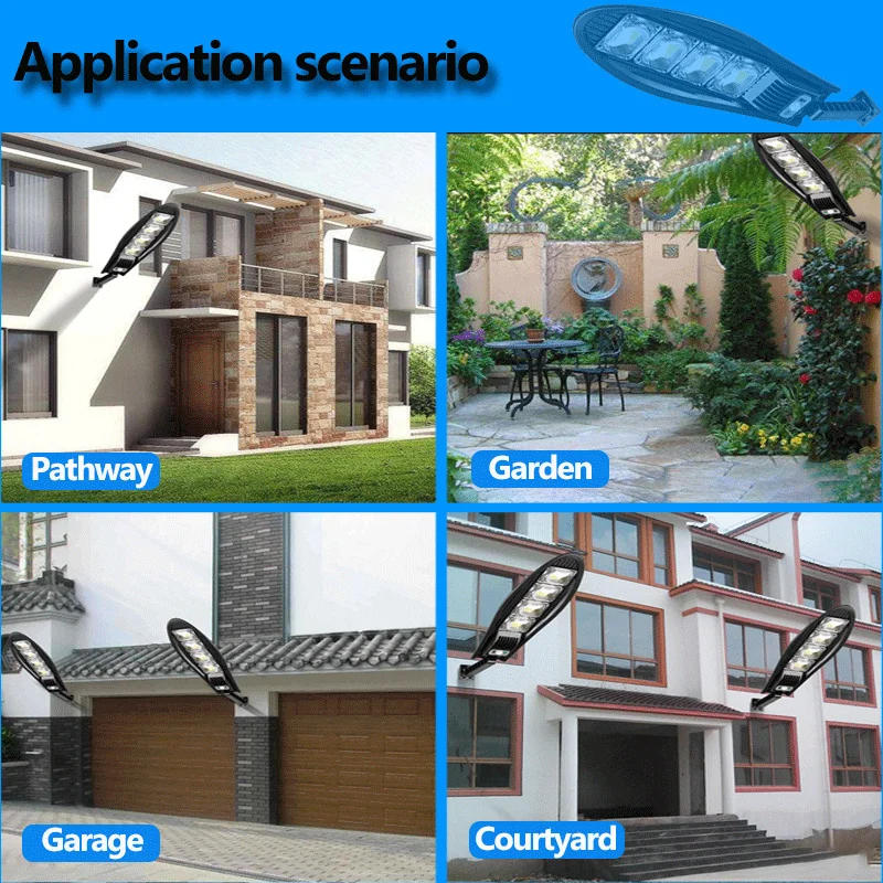 Description Picture 6 of item10000W Upgraded 168LED Solar Street Light Outdoor Waterproof LED for Garden Wall Adjustable Angle Solar Lamp Built-in 10000mAH