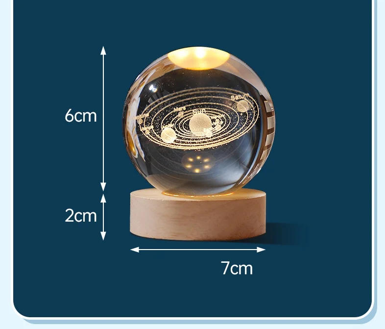 Description Picture 5 of item3D Crystal Ball Creative Planet Galaxy Glass Globe Moon Crystal Ball Desktop decor Bedside House Decoration Home Ornament Gifts