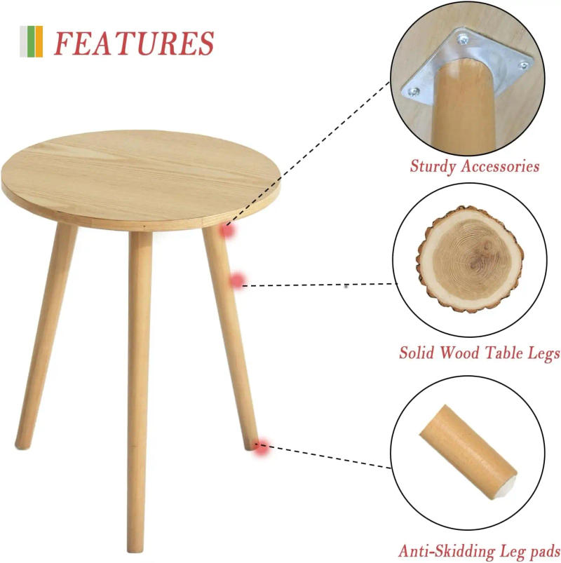 Description Picture 4 of itemSmall Round End Table Removable Mini Desk Wooden Coffee Side Table Living Room Furniture Sofa Bedside Round Table Bedroom Home