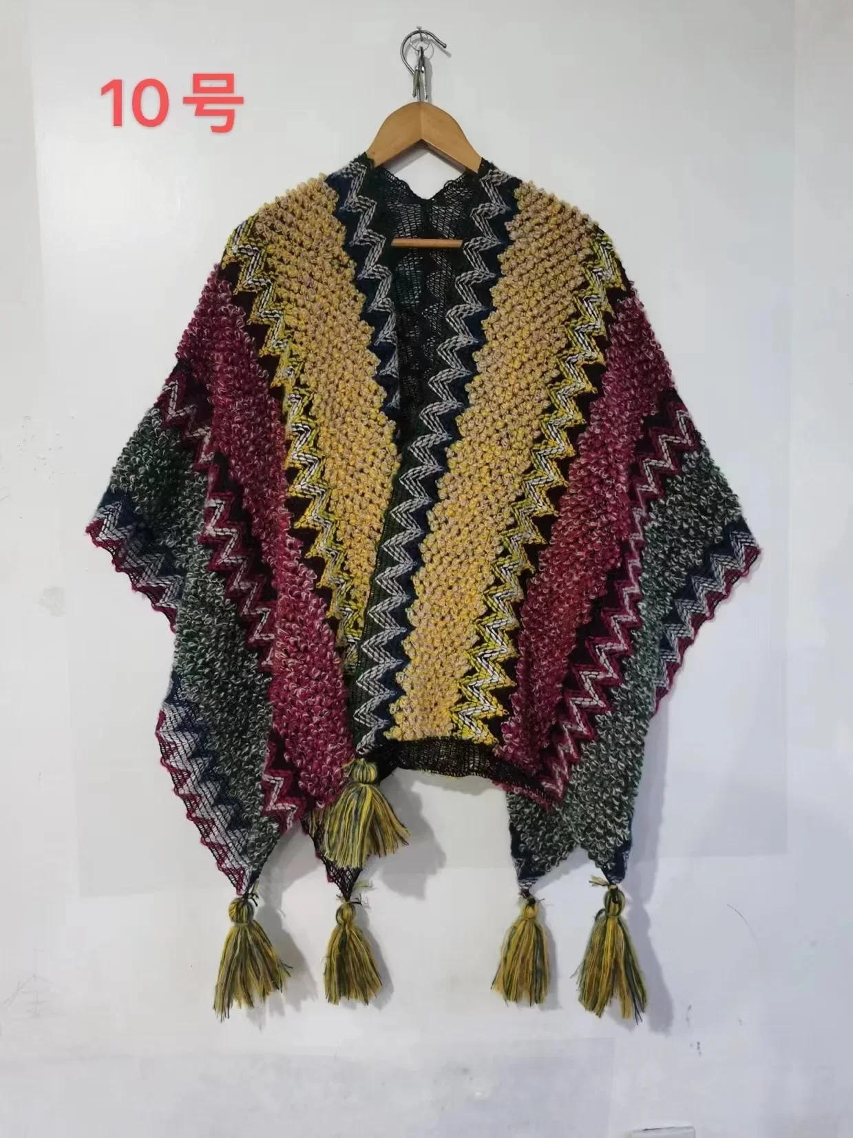 Description Picture 4 of item23 Colors Multicolor Oversize Autumn Poncho Cape Winter Women Knitted Cardigan Long Loose Shawl Vintage Thick Outstreet Knitwear