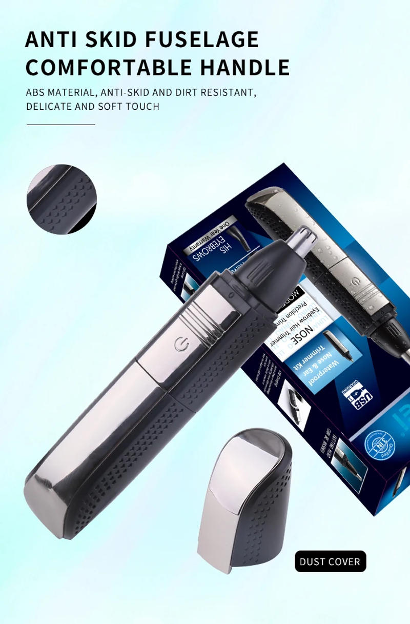 Description Picture 5 of itemKeme 3in1 Waterproof Ear Nose Hair Trimmer For Men Rechargeable Eyebrow Beard Trimer Electric Ear Cleaner Nose Hair Removal