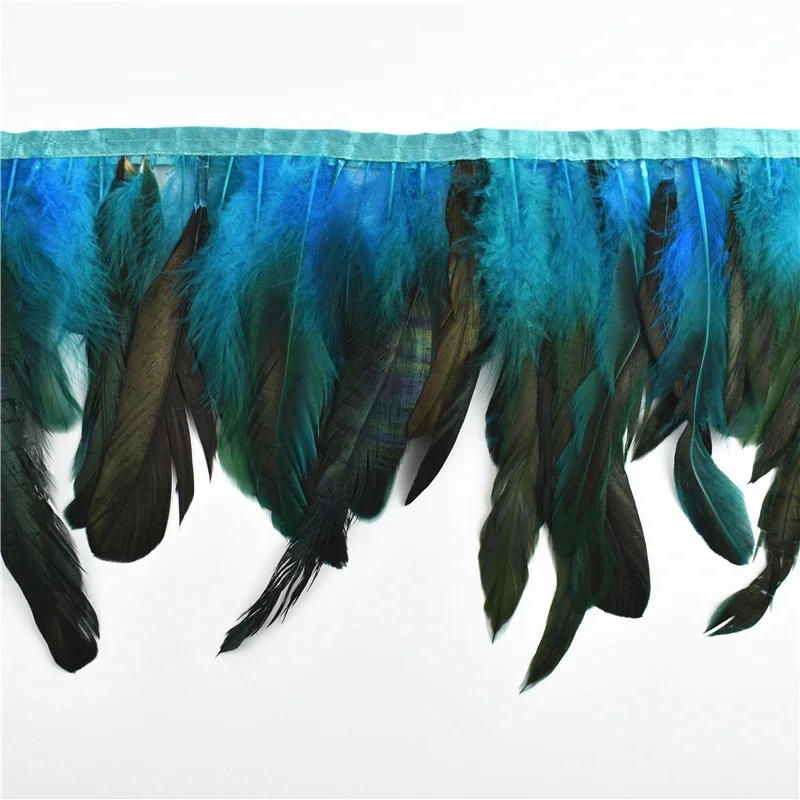 Description Picture 6 of item1Meter Rooster Feathers Trim Tassel Fringe on Tape Chicken Pheasant Cock Feather for Clothes Ribbon Sewing DIY Decoration Decor