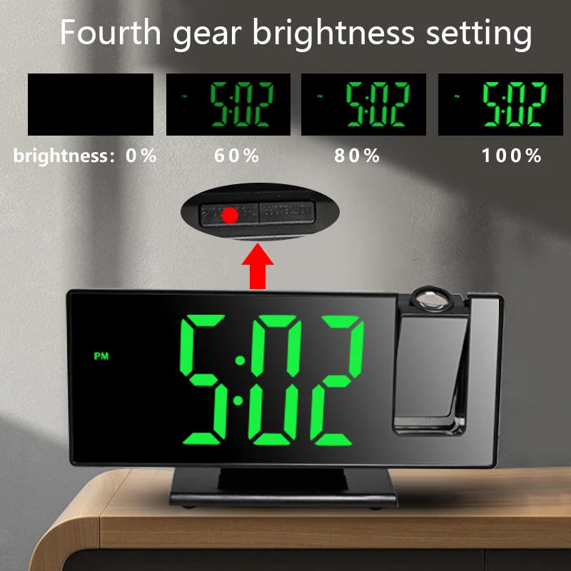 Description Picture 4 of itemLuminous Silent Multi-function Projection Alarm Clock with Large LED Screen - Perfect for Home and Office Use