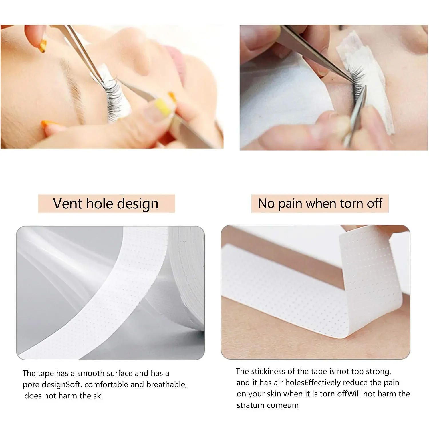 Description Picture 3 of item6 Rolls Japanese Insulating Tape for Eyelash Extension Lint Free Under Eye Pads Breathable Non-woven Tape Paper Eyelash Patch