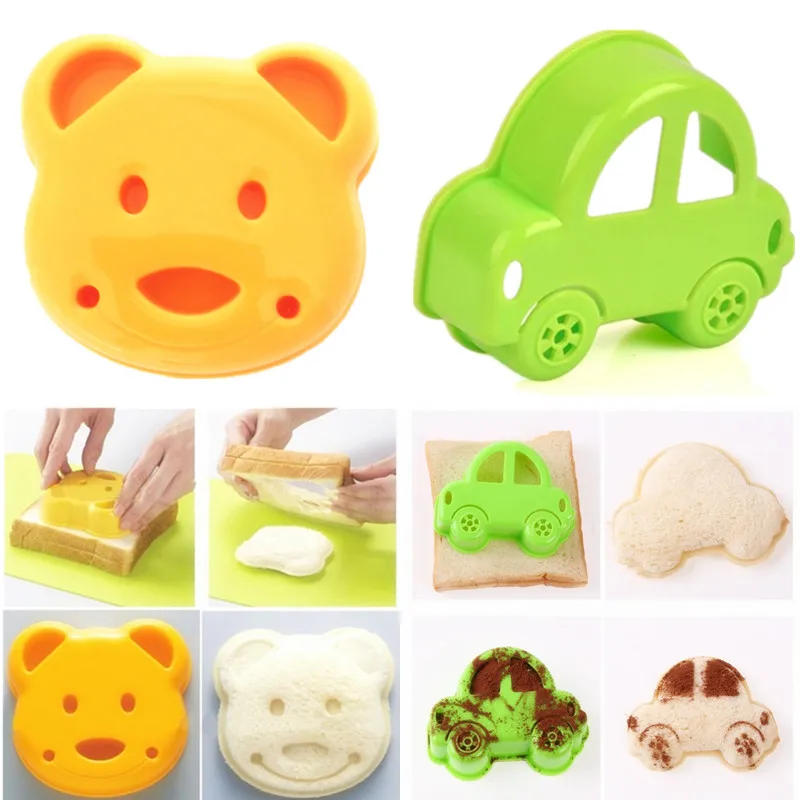 Description Picture 2 of item2pcs/set Sandwich Mould Bear Shape Sandwich Mold Cutter Cake Biscuit Bread Sandwich Shapers Maker for Kids Pastry Tools