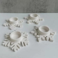 DIY Snowflake Candle Holder Silicone Mold Handemade Plaster Epoxy Resin Candle Holder Casting Mold Home Decor Christmas Day Gift