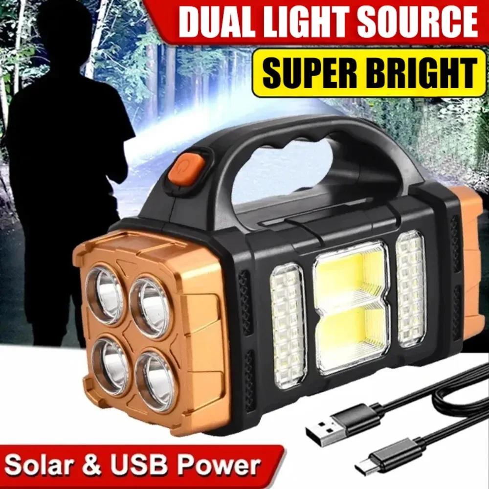 Description Picture 3 of itemPortable Solar LED Flashlight USB Rechargeable Flashlight Waterproof COB Torch Light Powerful Solar Light for Camping Hiking