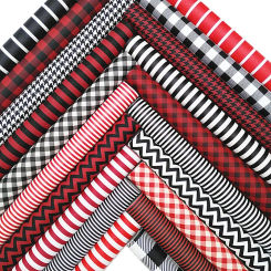 Plaids Stripes Arrows Grids Printed Synthetic Leather Faux Fabric Sheets Felt Backing Vinyl For Earrings bag Bows DIY GM3282B
