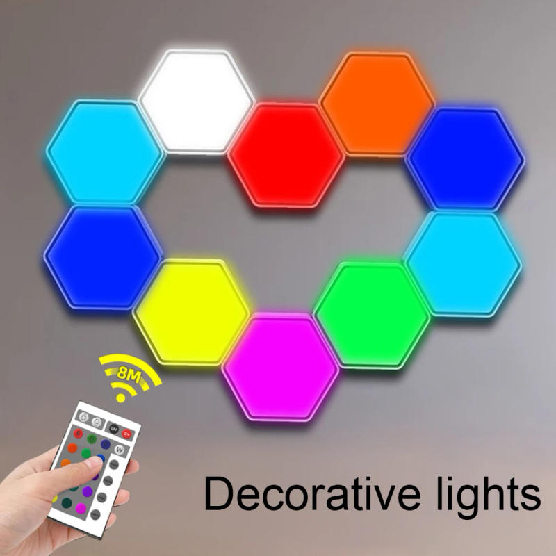 Description Picture 2 of item3PCS Lighting Hexagon Lights Remote Battery Power Supply Hexagon Wall Lights Bedroom LED Light Wall Panels Gift For Kids