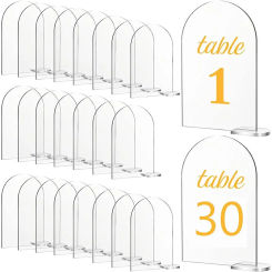 10 Sets Wedding Table Numbers Clear Arch DIY Acrylic Sign with Stand Blank Holder for Wedding Reception Party Centerpieces Decor