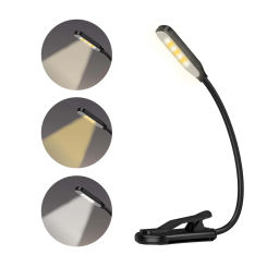 Rechargeable Book Light 7 LED Mini Reading Light 3-Level Warm Cool White Daylight Flexible Easy Clip Night Reading Lamp