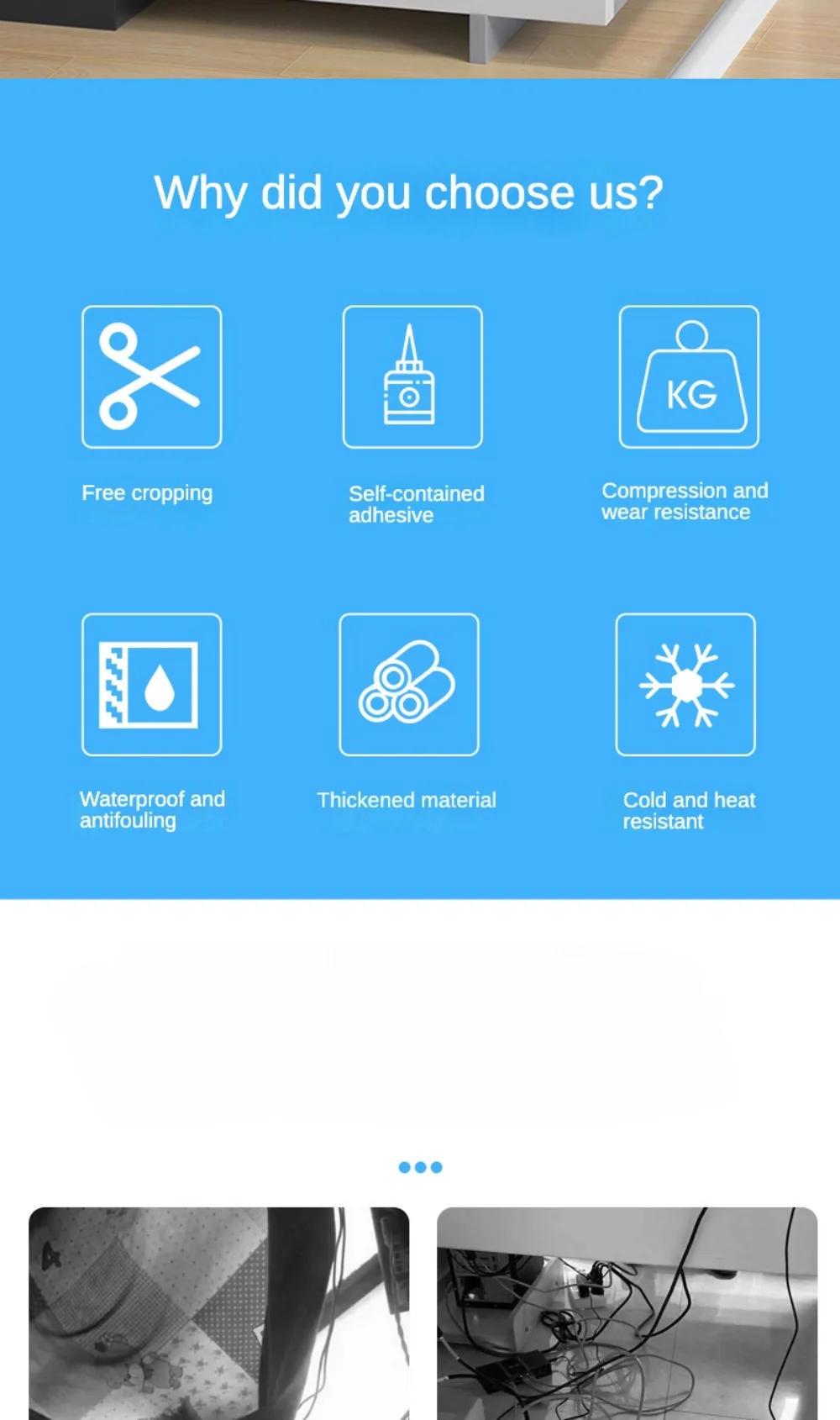 Description Picture 3 of itemFloor Cable Cover PVC Cord Protector Self-Adhesive Power Cable Protector Extension Electric Wire Duct Slot Cable Manage