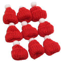 (10 Pcs/pack) 6x4cm Christmas Mini Knitted Hat Yarn Finger Hat Decoration Holiday Party Handmade DIY Baking Accessories Pendant