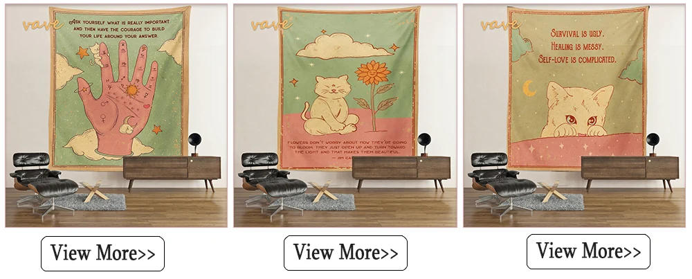 Description Picture 5 of itemPsychedelic Black Cat Tapestry Wall Hanging Rose and Sunbeam Art Nouveau Floral Wall Art Animal Cat Lovers Gift Home Decor