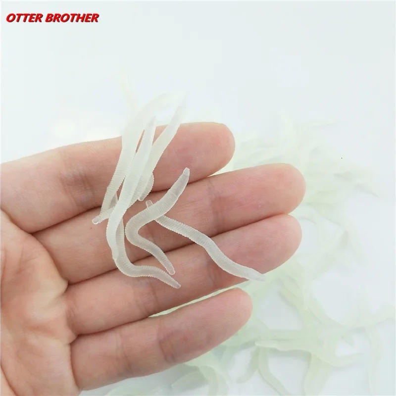 Description Picture 6 of itemFishing Lure Silicone Luminous Simulation Smell Earthworm 4cm60pcs Fishing Soft Bait Red White Worms Isca Artificial Accessories