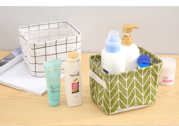 Description Picture 3 of itemFoldable Desktop Storage Box Fabric Bedroom Storage Basket Home Cabinet Cosmetic Organizer Jewelry Organizer Basket Toy Storage