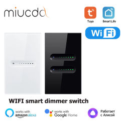 MIUCDA Tuya Smart WiFi Touch Dimmer Switch, 1/2 Way LED Dimmer with Crystal Glass Panel, Compatible with Alexa and Google Home