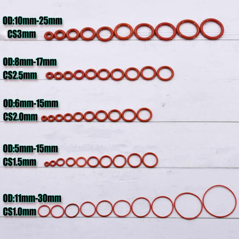Description Picture 2 of itemSilicon O Ring CS1/1.5/2/2.5/3mm High Temperature Coffee Machine Gaskets Red Black White Silicone VMQ NBR Rubble Sealing Washers