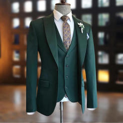 Solid Color One Button Notch Lapel Slim Fit Men's Suits Elegant Male Clothing 3 Piece Jacket Pants Vest Costume Homme Slim Fit