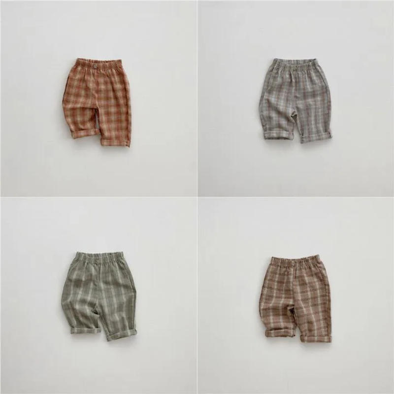 Description Picture 6 of itemKid Boy New Fashion Plaid Pants Simple Comfortable Trousers Toddler Boy Striped Cotton Wide Leg Pants All-match Pants