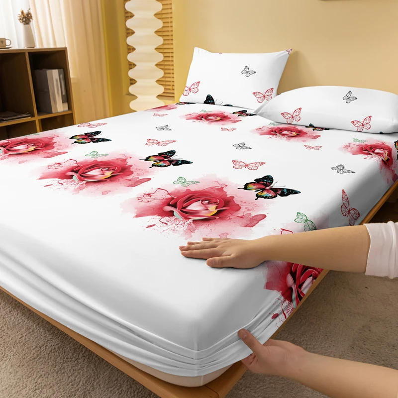 Description Picture 4 of item1 Piece of Butterfly Beauty Patterned Matte Bedsheet, Bedroom Printed Bedspread, Bedding (Excluding Pillowcases)