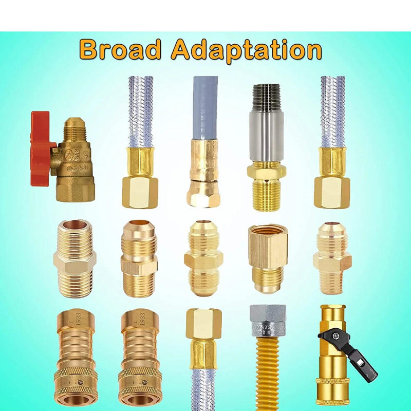 Description Picture 6 of item6pcs/1kit 10 Feet High Pressure Braided Propane Hose Conversion Coupling 1/4" Male NPT 3/8" Male Flare 3/8" Flare to 1/2" Female