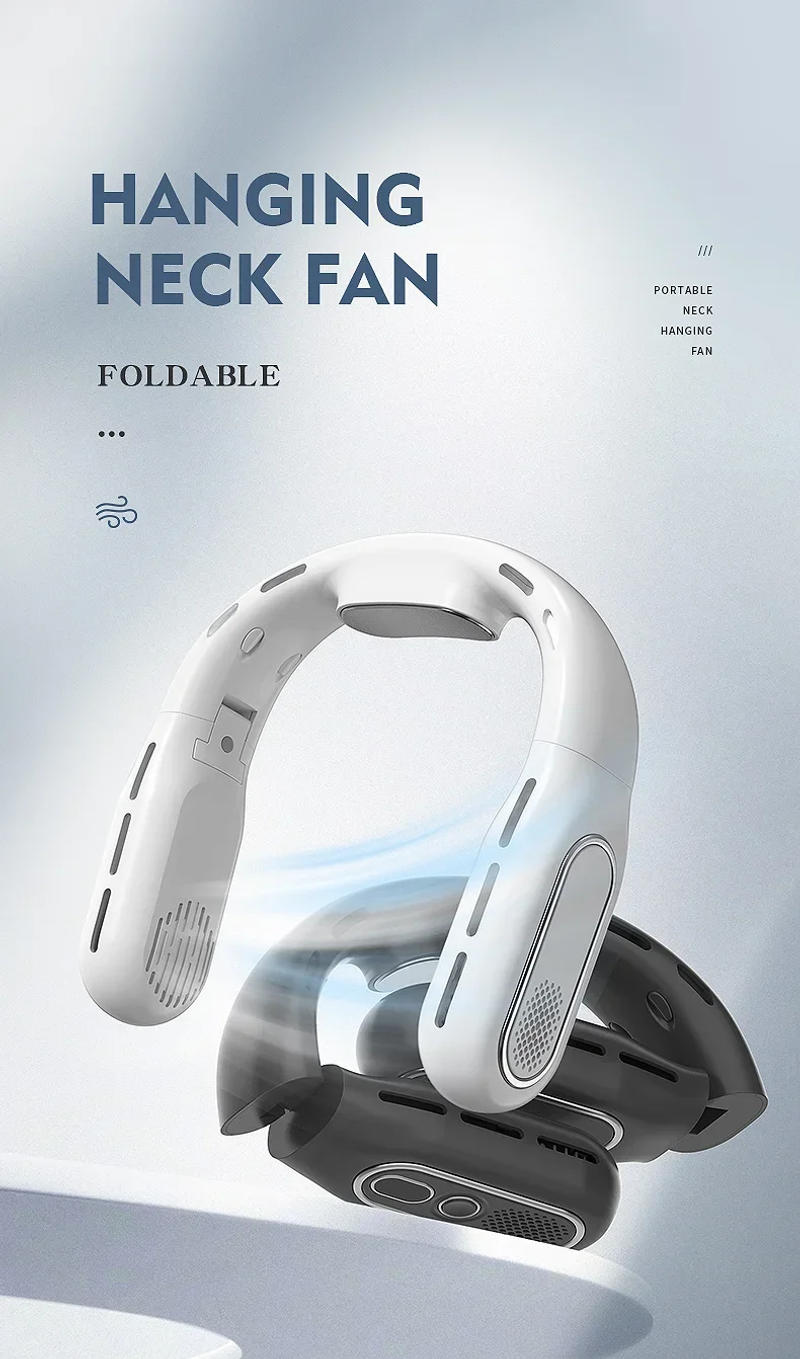 Description Picture 2 of item2025 New Folding Neck Fan Rechargeable Bladeless Neck Fan Mini Air Conditioner USB Air Cooler Portable Fan With Durable Battery