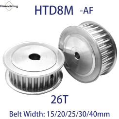 1Pcs HTD 8M AF Timing Pulley 26T Teeth Bore 8mm - 28mm Belt Width 15/20/25/30/40mm 8M Aluminum Alloy Transmission Belt Pulley