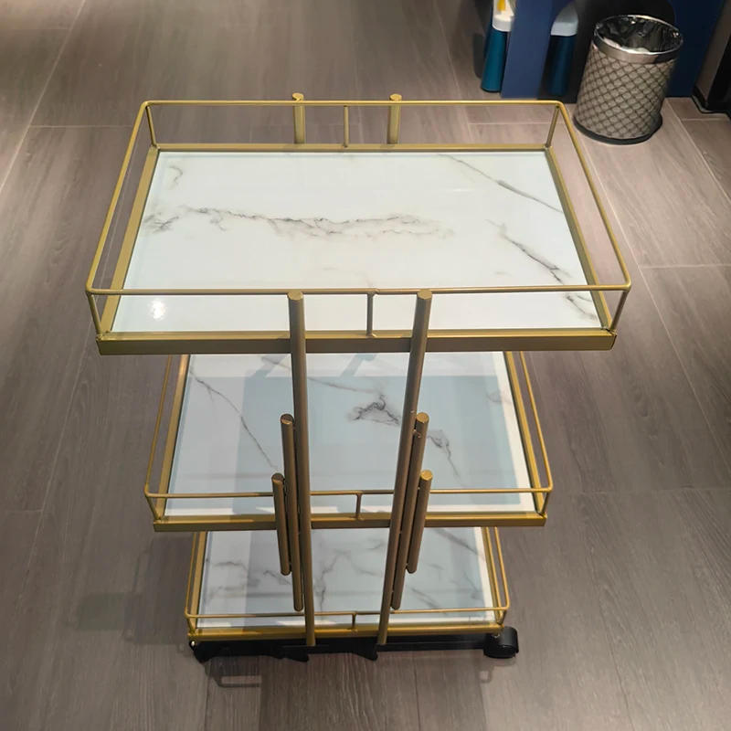 Description Picture 4 of itemLuxury Iron Salon Trolleys Salon Furniture Manicure Mobile Tools Trolley Modern Commercial Multi-layer Storage Beauty Cart