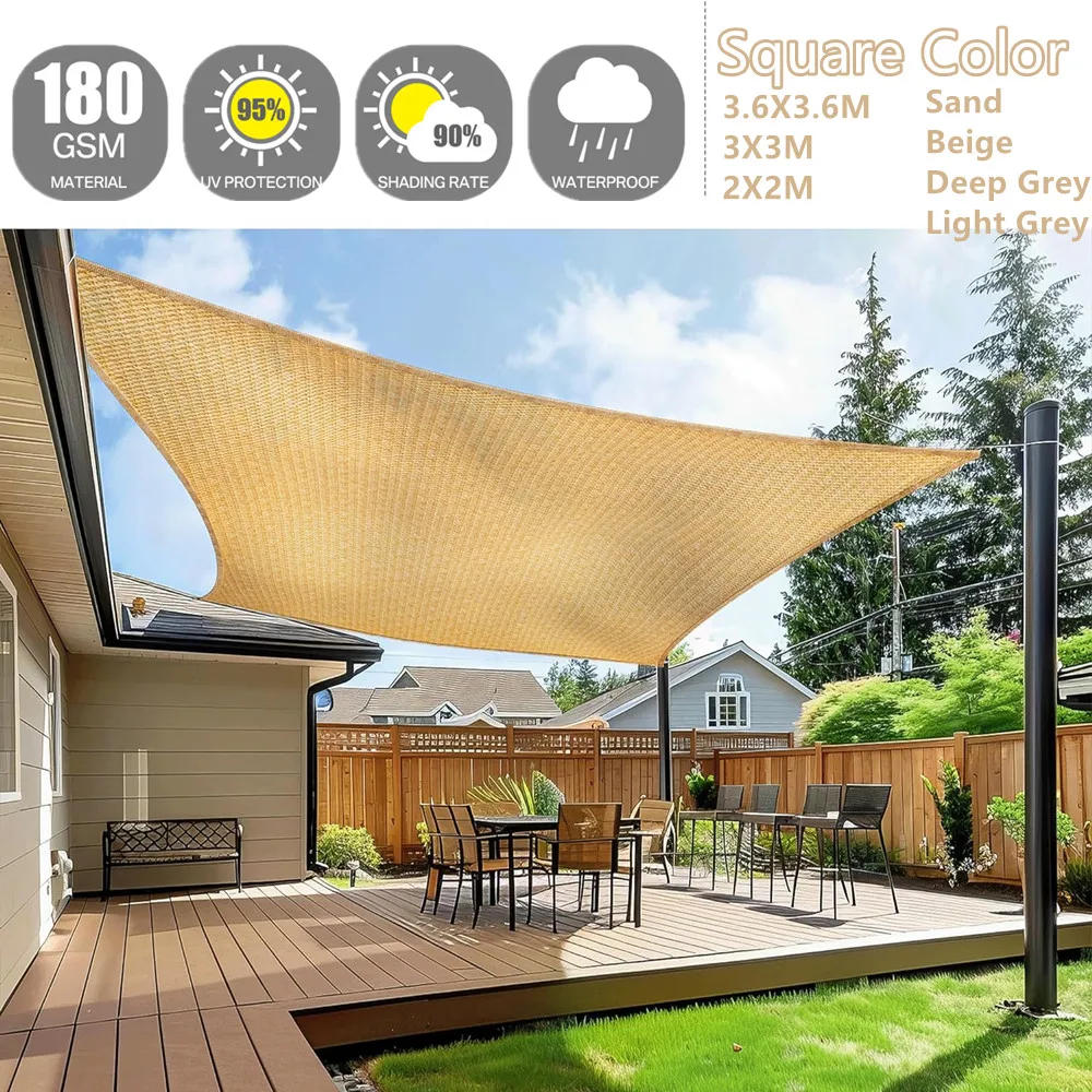 Description Picture 4 of itemWaterproof Square Sun Shade Sail Canopy 98%UV Block Sun Shelters For Outdoor Facility&Activities Backyard Awning Camping Tents