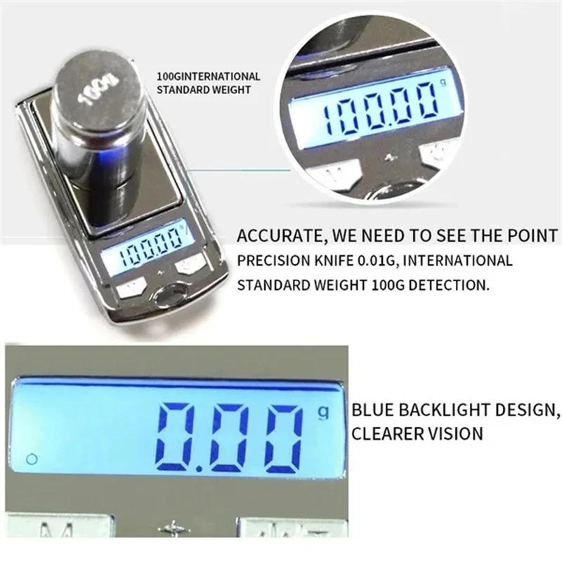 Description Picture 5 of itemMini Electronic Digital Pocket Scale 100g 0.01g/200g 0.01g Mini Key Style Portable Precision Weighing LCD Backlit Display Scales