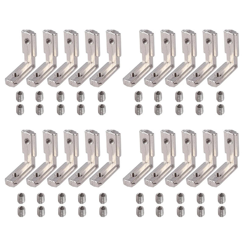 Description Picture 2 of item20pcs L-Shaped Corner Brackets T Slot Aluminum Profile Metal Corner Braces Right Angle Connector Support Furniture Hardware