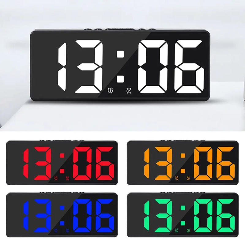 Description Picture 2 of itemCreative Number Clock Color Nightlight Temperature Calendar Alarm Clock LED Large Number Electronic Clock Backlight Home Decor