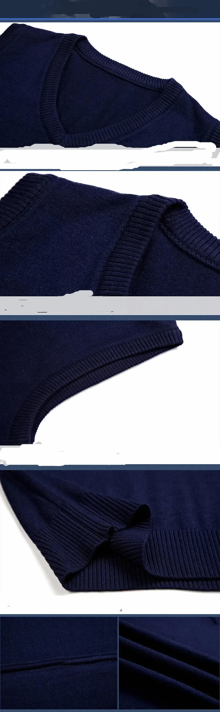 Description Picture 4 of itemAutumn New Men's Sweaters Vest Korean Fashion Pure Color Wool Men Sweater Warm Pullover for Male Vest V Collar Man Clothing