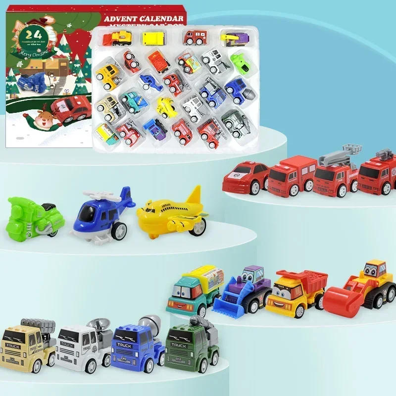 Description Picture 3 of item24Days Christmas Advent Calendar Car Toys Military Engineering Fire Truck Car Toys 2025 Countdown Calendar Gift Box for Kids