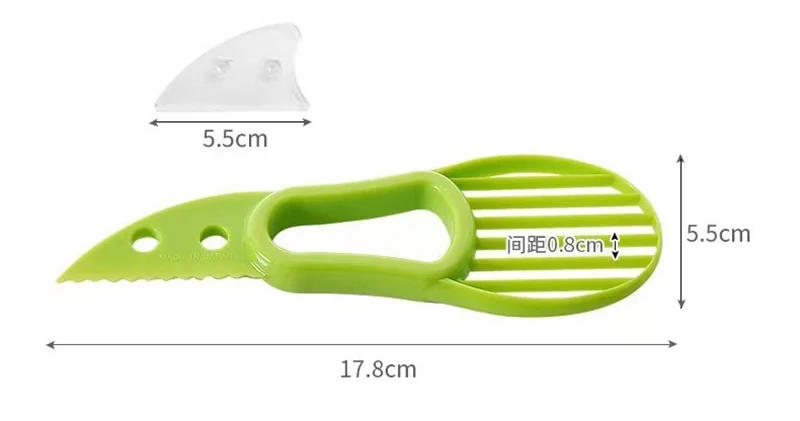 Description Picture 2 of item3 In 1 Avocado Slicer Shea Corer Butter Fruit Peeler Cutter Pulp Separator Plastic Knife Kitchen Vegetable Tools Kitchen Gadgets
