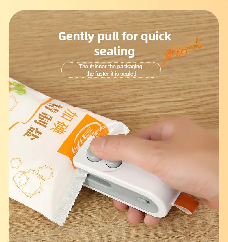 Description Picture 3 of item2 in 1 Mini Bag Heat Sealer Storage Package Snack Sealer Clip Handheld Plastic Bag Heat Sealing Machine USB Rechargable