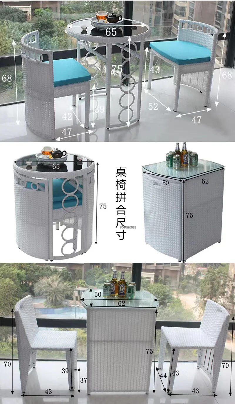 Description Picture 2 of itemBalcony Coffee Table Courtyard Garden Furniture PP Rattan Chair Furniture Waterproof Outdoor Patio Furniture Set Leisure Set