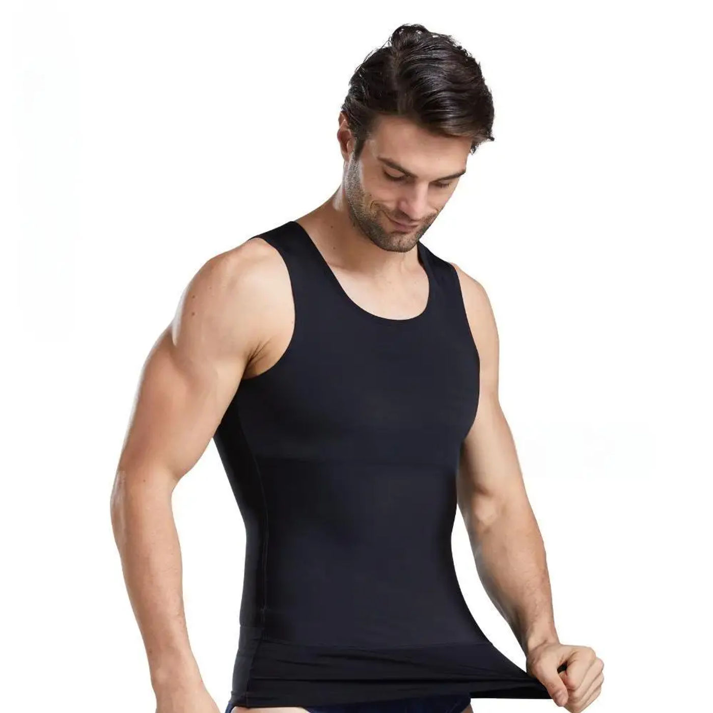 Description Picture 5 of itemMen's Double Layered Abdominal Compression Top Compression Shirt for Body Shaper Slimming Vest Tight Tummy Underwear Tank