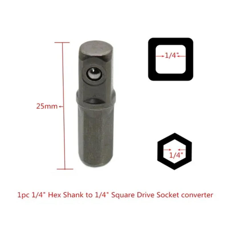 Description Picture 6 of item1/4/10pcs 1/4" Ratchet Drive Socket Adapter 6.3mm Square Drive To 1/4" Hex Shank Socket Bit Converter Screwdriver Holder Adapter