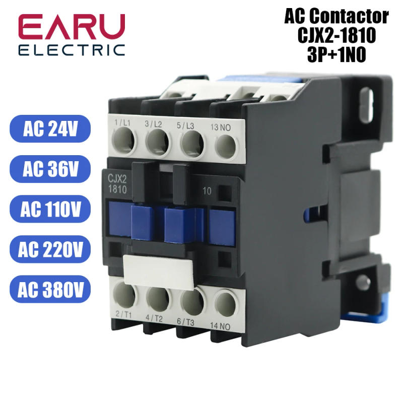 Description Picture 2 of itemCJX2-1810 LC1 AC Contactor 18A 3 Phase 3-Pole NO Coil Voltage 380V 220V 110V 36V 24V 50/60Hz Din Rail Mounted 3P+1NO Normal Open